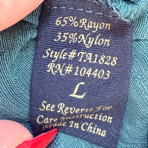 Mine Green Button Up Front Tie Blouse (L) - Picture 7 of 8